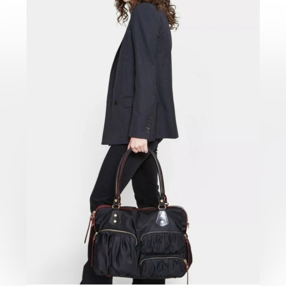 MZ Wallace Black Shoulder Bag with Silver Accents